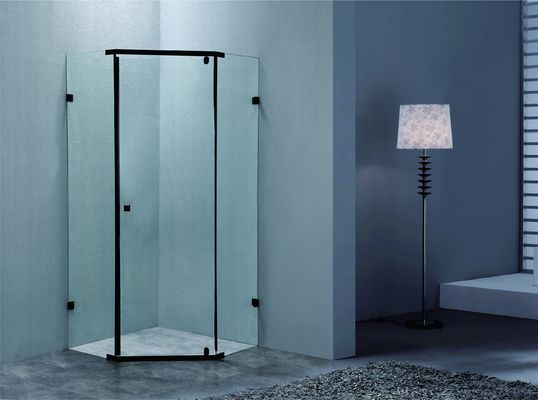 Eckduschgehäuse mit 6 mmT gehärtetem Glas Schwarz SS Griff und Stange