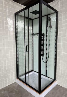 Luxuriöser Duschraum mit Matt Black Profil und Druckglas für Mordern
