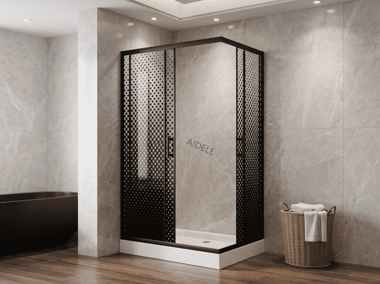Einfach zu installieren Edelstahlgriffe Dusche Glasgehäuse Badezimmer mit Tablett